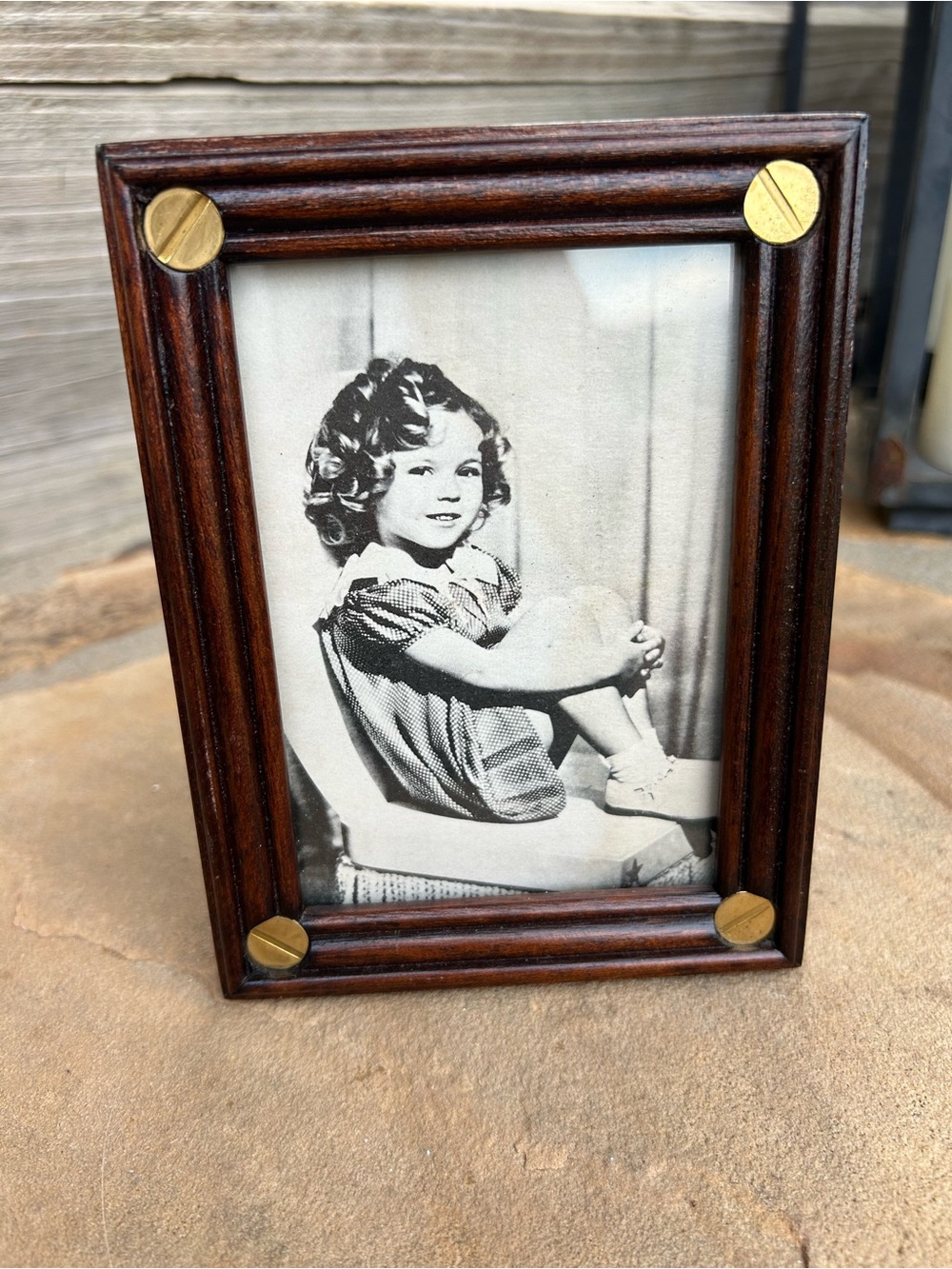 Shirley Temple In Classic Wooden Photo Frame in Dark Brown with Brass Accents